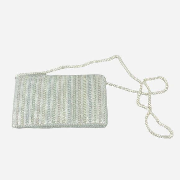 RARE VTG 1950s Walborg Pastel Rainbow Hand Beaded Purse Macau Evening Bag Retro - Picture 4 of 11